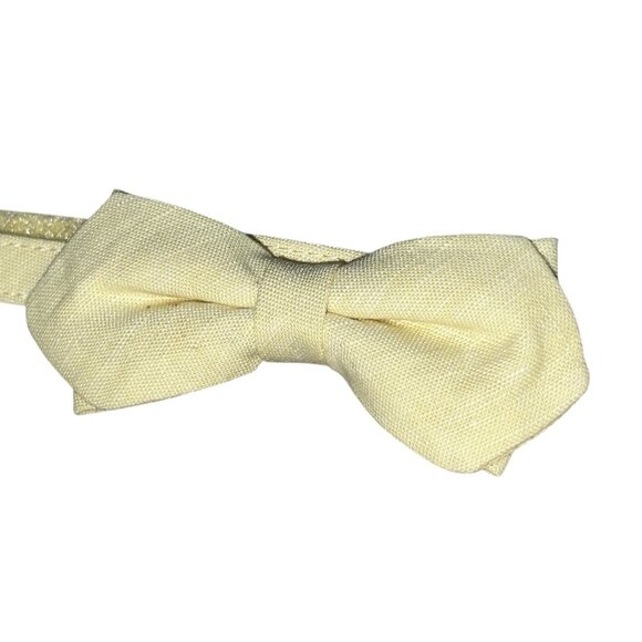 Janie & Jack Yellow Linen Bowtie Sz 0-24 Months Boys Formal Baby Bowtie - Picture 4 of 8